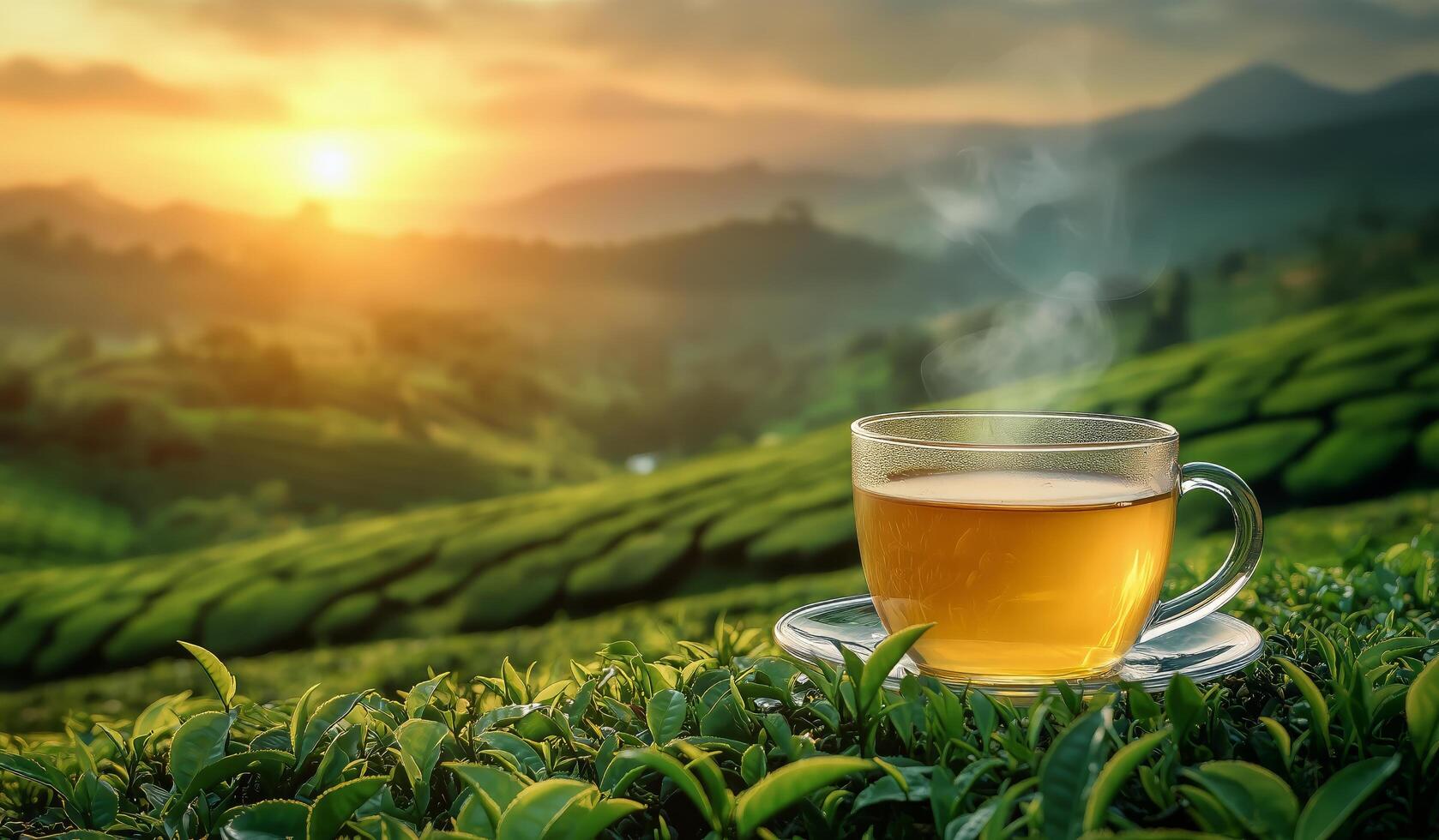 A tranquil Japanese tea set featuring a bowl of vibrant green matcha tea and loose tea leaves rich in EGCG catechins.
